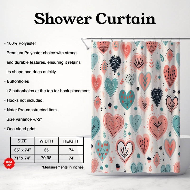 Rideau de douche Premium Design, H 74 po x l 71 po