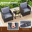 3 Pieces Patio Furniture Set PE Rattan Wicker Bistro Conversation Set