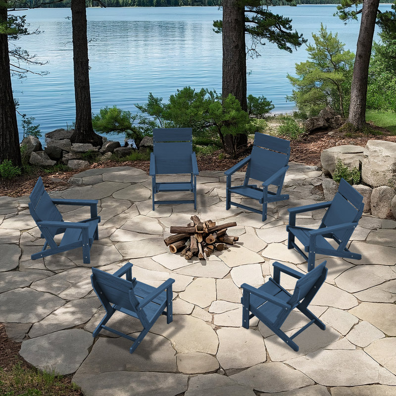 Ensemble de 6 chaises Adirondack Hdpe, Marine