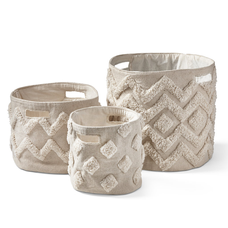 Tufted Canvas Bin S/3