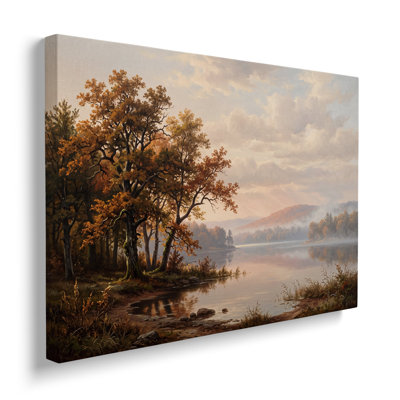Toile multicolore, peinture de paysage d'automne lac, peinture d'art mural pour salon, salle à manger et chambre à coucher