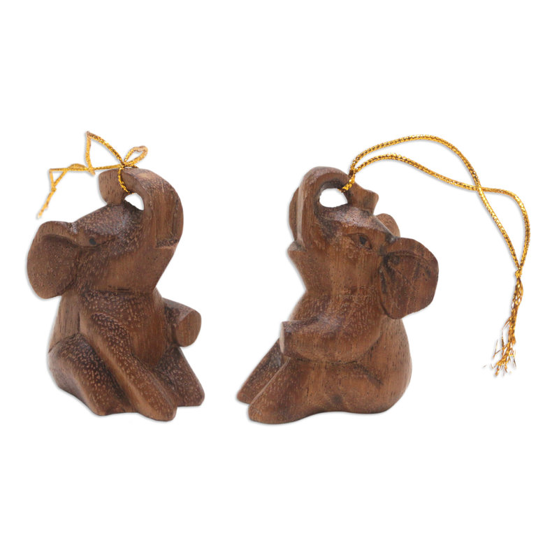 2.8'' Handmade Wood Animals Hanging Figurine Ornament