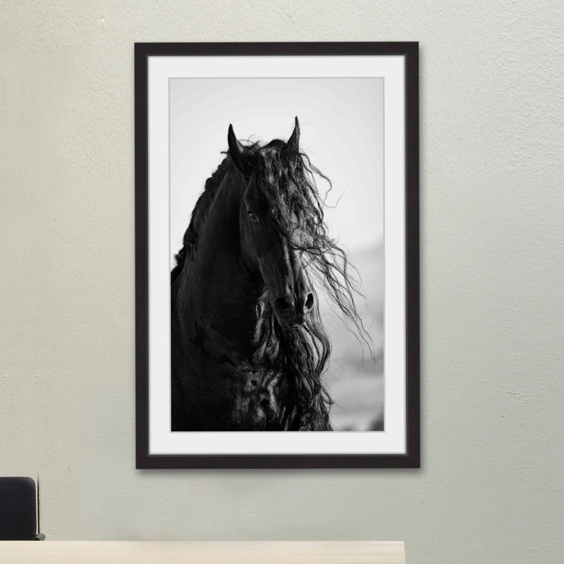 « dragon cheval », reproduction d’art encadrée, H 36 po x l 24 po x P 1,5 po