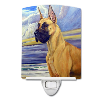 Fawn Great Dane at the Beach Ceramic Night Light