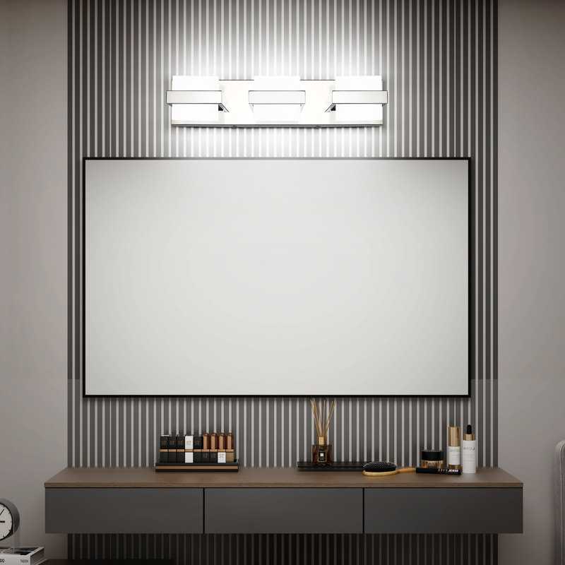Modern Chrome and Acrylic 3-Light Dimmable LED Vanity Fixture