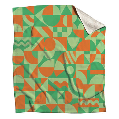 Geometric Abstract Green Orange Blankets