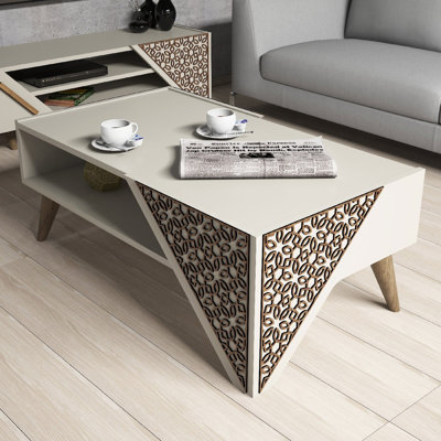 Table basse moderne en noyer de 41,3 po x 22,8 po x 15,7 po | 100% panneau de particules enduit de mélamine, épaisseur: 0,7 pouce | Design scandinave élégant avec tablette inférieure (6,3 pouces de hauteur) | Pieds en plastique durable, parfaits pour