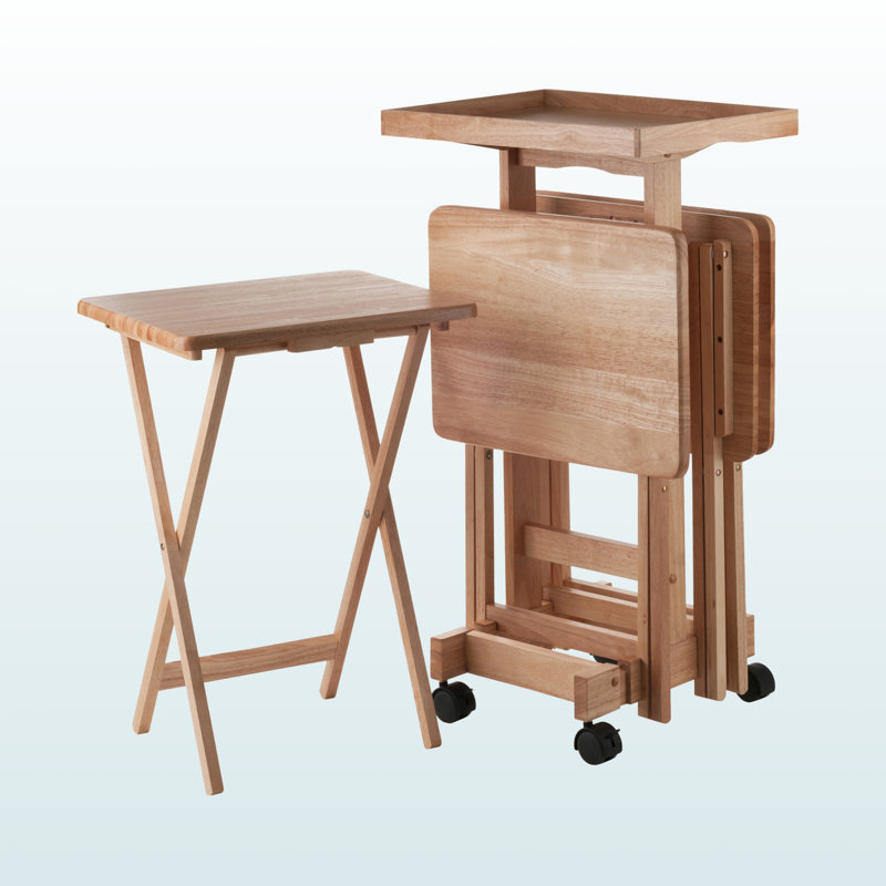 Ensemble de tables à collation 6 pièces en bois au fini naturel Turner, H 25,96 po x L 18,93 po x P 15,7 po, Marron clair