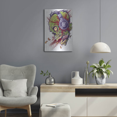 Luxe Metal Art 'Zombie With Headphones' By Flyland " Zombie With Headphones " by Flyland Designs