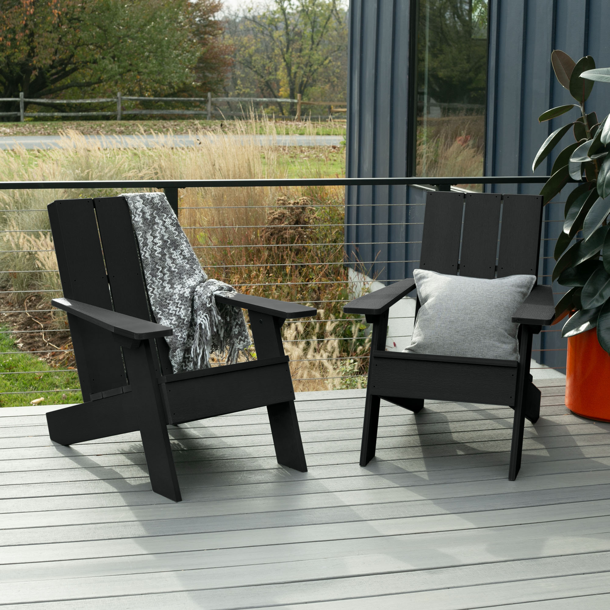 Byrnes Outdoor Adirondack Set, Black