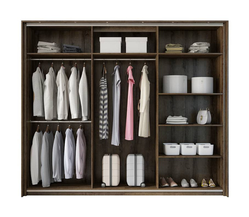 Jair 3 Door Manufactured Wood Wardrobe, Oak Monastery