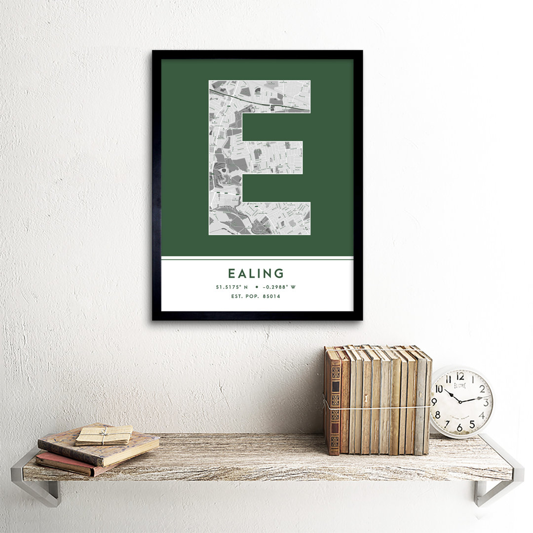 Ealing England United Kingdom City Map Green - Single Picture Frame Typography
