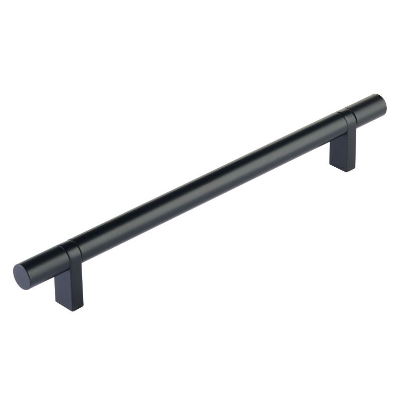 Emtek Select Cabinet Pull 8" C-C, Rectangular Bar Stem, Smooth Bar, Flat Black
