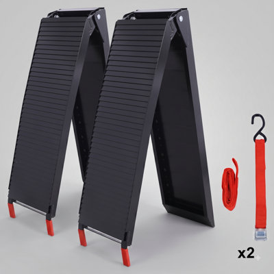 LifeSky 1500 lbs Capacity Aluminum Folding Truck Ramps – 80"x12" Portable Loading Ramps with Black Coating, Non-Slip Surface & Straps, for ATV, UTV, Lawn Mowers, Snowblower & Bike (2PCS)