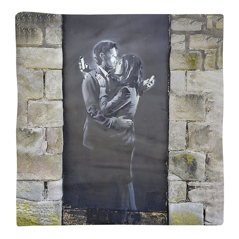 Banksy Graffiti No Pattern Square Napkin, 22" x 22", Poly Twill