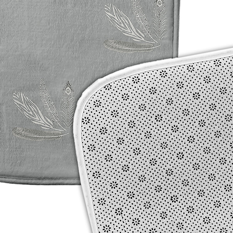 Tapis de bain à motif de plumes, L 21 po x L 34 po, Gris