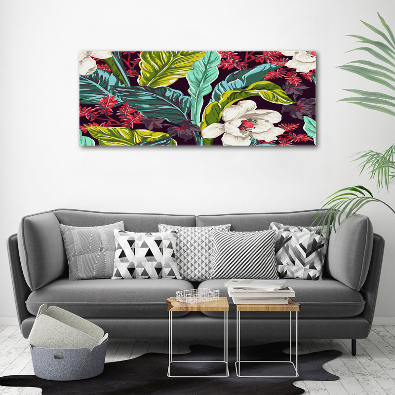 Tropical Flowers - Print, Canvas, 50cm H x 125cm W x 2cm D