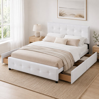 Grand lit plateforme avec rangement et quatre tiroirs Modern