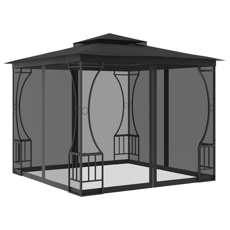 Abri de jardin avec filet 9,8 x 9,8 x 8,7 pi Anthracite