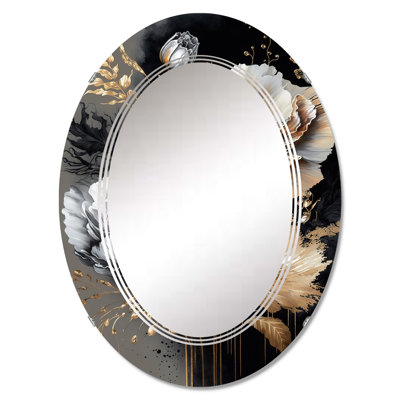 Quineka Golden Gothic Floral Bouquet IV - Floral Wall Mirror