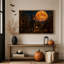 Épouvantail à tête de citrouille dans un champ de maïs avec toile murale d'Halloween orange-1100965968