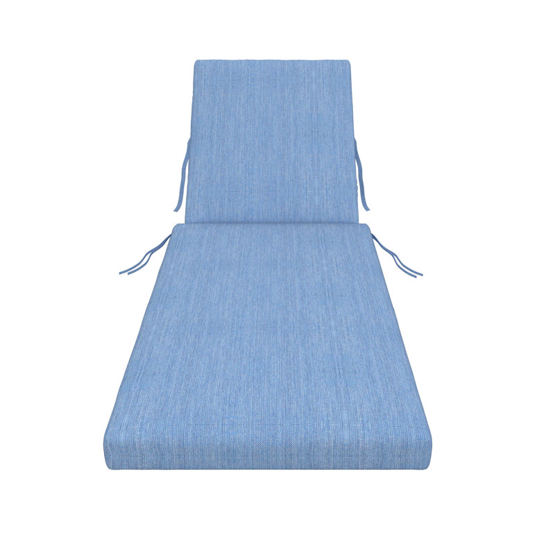 Amala Sunbrella® Outdoor Chaise Lounge Cushion, 22" x 24"/24.5" x 52.5", Cast Ocean Sunbrella® Plainweave