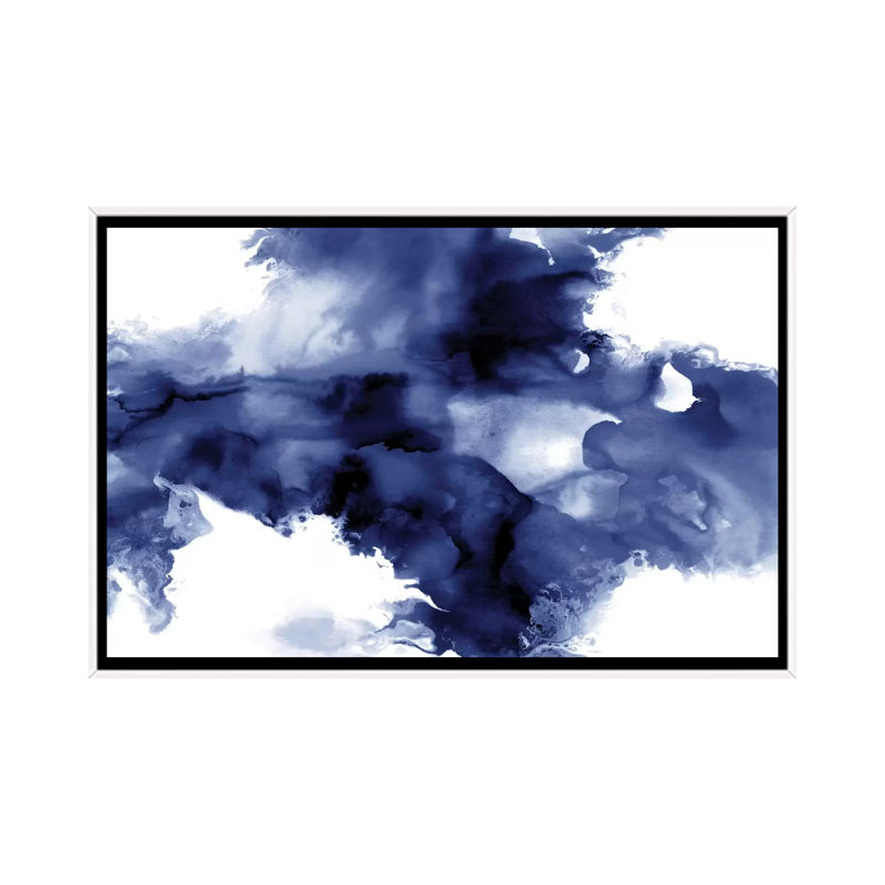 «Derive in indigo I» par Daniela Hudson - reproduction d'art, Toile blanche encadrée, H 18 po x l 26 po x P 1,5 po