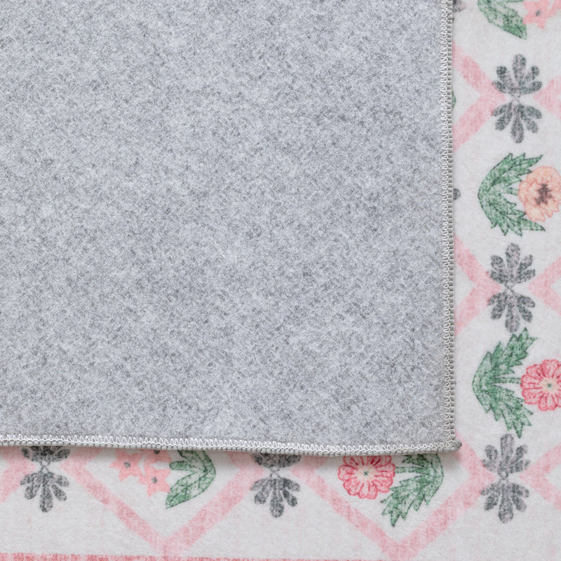 Meadow Bloom Traditional Floral Washable Living Room Area Rug, Rectangle 5' x 7'