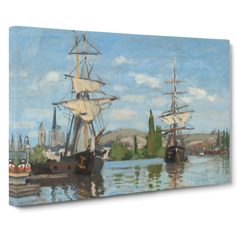 Ships Riding On The Seine by Claude Monet - Wrapped Canvas Painting, 35cm H x 50cm W x 3cm D