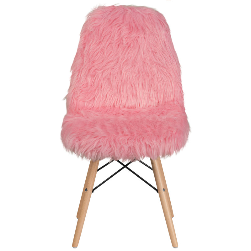 Shaggy Dog Accent Chair - Dorm Chair, Light Pink