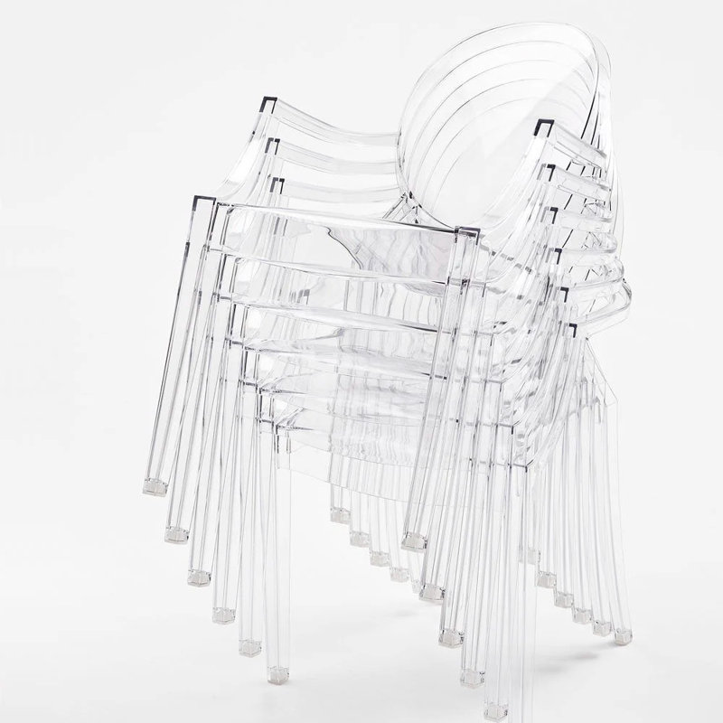  King Louis Back Stacking Side Chair, Clear, 6