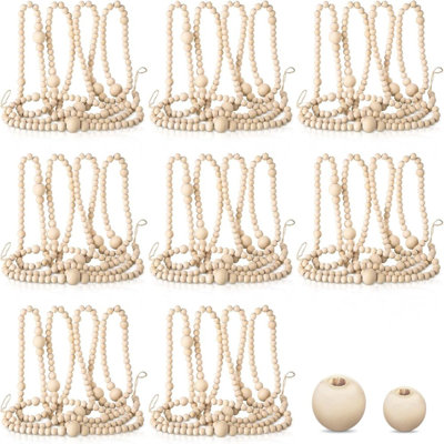 8 pièces 57,6 pi guirlande de perles de bois pour arbre de Noël rustique en bois guirlande de Noël décorations de décoration murale naturelle pour les fêtes de Noël manteau de cheminée 7,2 pi par
