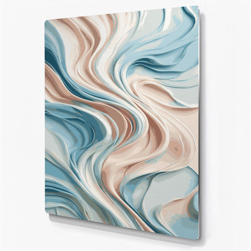 Aquarelle abstraite 62, art mural en métal bleu, H 14 po x l 11 po