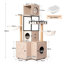 Tour pour chat de 63 po avec bac à litière intégré, condos doubles, coussin en mousse à mémoire de forme, poteaux à griffer, support interactif, lavable à arbre blanc et gris, rangement intelligent, style américain