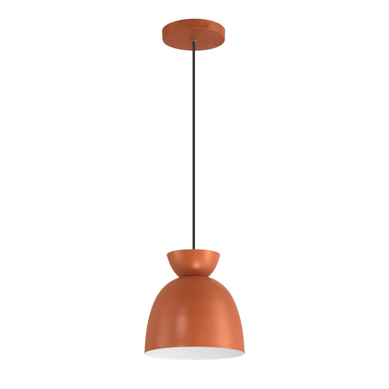 Avey Single Light Metal Pendant, Orange/Black, 7.5" H x 7.5" W x 7.5" D