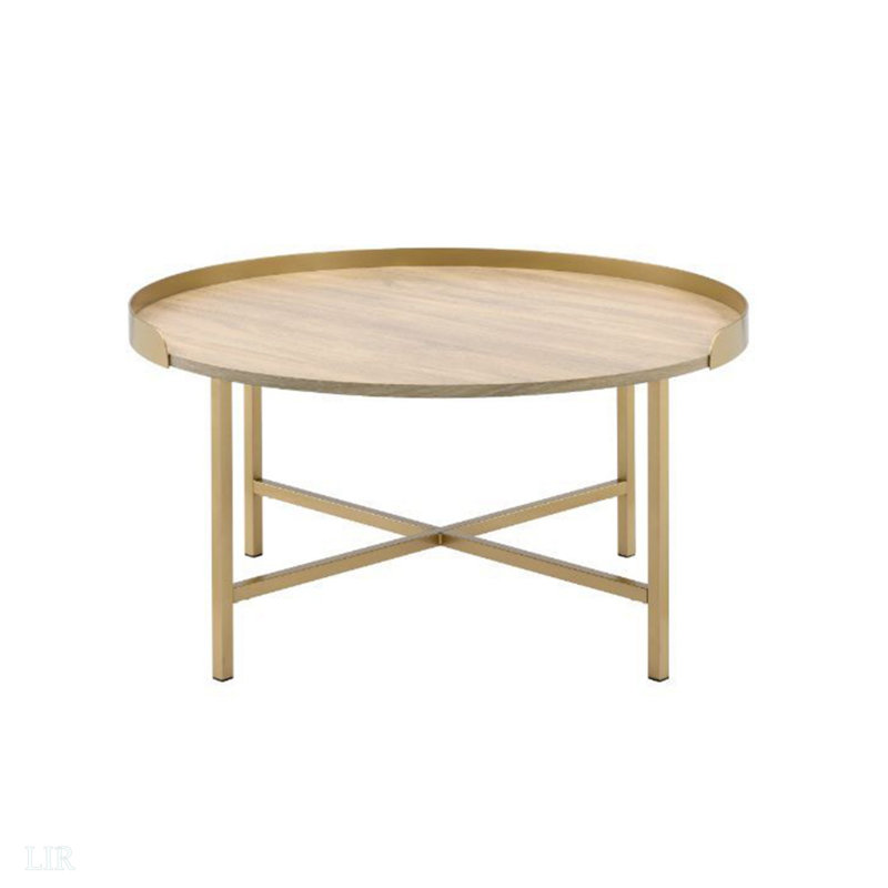 Charmante table basse contemporaine avec base en métal robuste et design gracieux