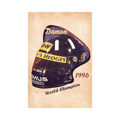 Damon Hill's Helmet Retro 1 Piece Wrapped Canvas Painting