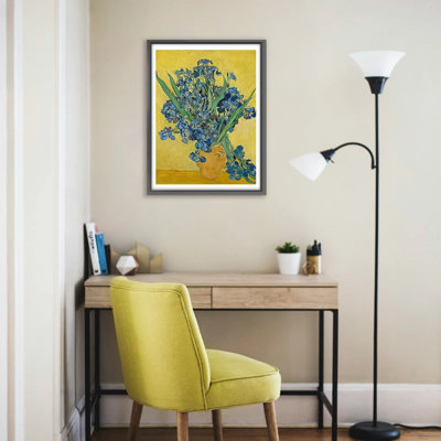 Van Gogh Irises Wall Art, Framed Floral Masterpiece Reproduction for Home Decor