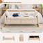 Banc de rangement moderne Lunara 66"W en velours capitonné, à placer au pied du lit, avec pieds dorés, poche pour accoudoir et 2 coussins.-345514218-343922331