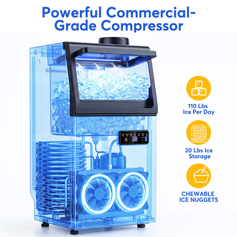 Machine à glaçons commerciale avec 20 bacs de rangement, 110 lb / 24 heures