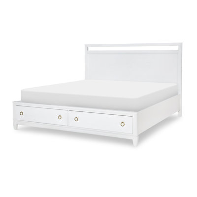 Summerland Queen Size Pure White Poplar Solids Panel Bed with Storage