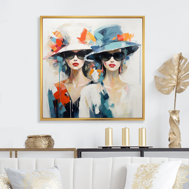 Collection Fashion Hats VI - impression sans cadre sur métal, H 24 po x l 24 po, Cadre flottant doré
