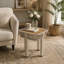 Table d'appoint carrée d'extérieur de 46 cm (18,11 po), plateau en bois d'acacia avec corde beige et structure en métal, table d'appoint rustique moderne pour patio, utilisable à l'intérieur et à l'extérieur