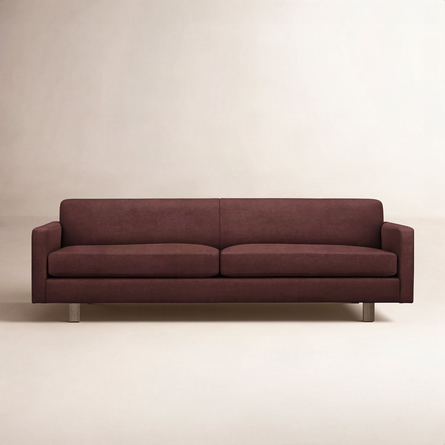 Ewing 86'' Sofa, Bella Claret Performance Velvet, Walnut