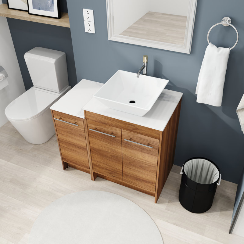 Meuble-lavabo sur pied simple 36 po avec comptoir en céramique 36 po