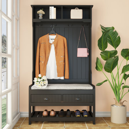Hall Tree 34.3'' Wide with Bench and Shoe Storage