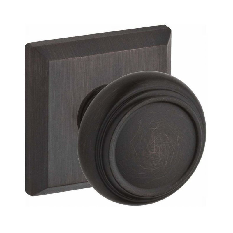 Traditional Single Dummy Door Knob with Traditional Square Rose, Venetian Bronze
