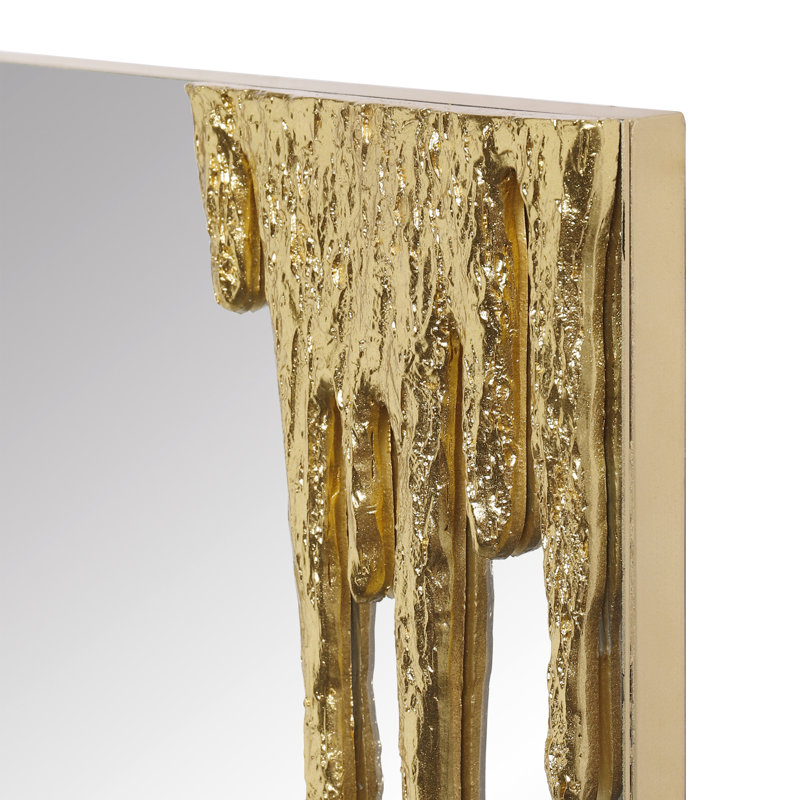 Antique Gold Foiled Icicles on a Frameless Rectangular Wall Mirror,48"x20"