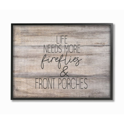 «More Fireflies Country Life Home Wood Textured Word Design», impression sur toile
