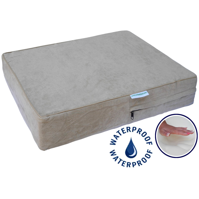 Medium Khaki Orthopedic Memory Foam Pet Bed with Waterproof Cover